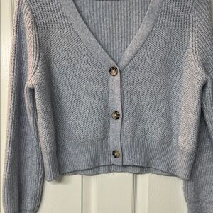 Light Blue V-Neck Button Front Women's Sweater Cardigan - SO SOFT